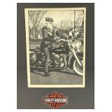 1940's -50's Original Photo Of Man On Harley Davidson Framed Behind Glass 1940's -50's Original Photo Of Man On Harley Davidson Framed Behind Glass