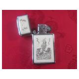 (CNTR) Vintage Zippo Scrimshaw Ship... (CNTR) Vintage Zippo Scrimshaw Ship...
