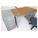 Rm 204 - Steel desk, file cabinet, 2 chairs, floor mat
