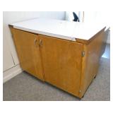 Rm 201 - wood cabinet, steel desk, chair