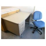 Rm 201 - wood cabinet, steel desk, chair