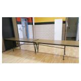 Rm 202 - murphy bed style cafeteria tables 7 ft x 30 in tables folds out to 14 ft - brown