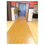 Rm 202 - murphy bed style cafeteria tables 7 ft x 30 in tables folds out to 14 ft - brown