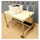 by Rm 211 - Two  carts with contents including printer