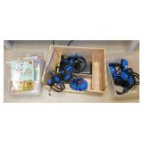 ECFE - group of headphones, books on tape and tape player