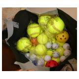 GymO- bag full of new baseballs, tennis balls, golf balls
