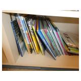 Rm 115 - 2 short bookshelves 54x17x30 and 52x25x30 and one cabinet 36x24x80and all contents