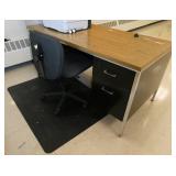 Rm 115 - steel desk 30x60x29, chair, floor mat, file cabinet