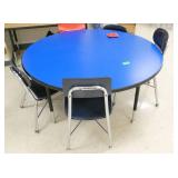 Rm 114 - Blue 4ft table with 4 blue chairs