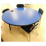 Rm 114 - Blue 4ft table with 4 blue chairs