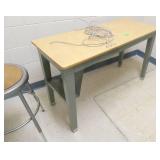 Rm 111B - Room of furnishings, old time hat and coat cubby (24x48x15), table, stool,