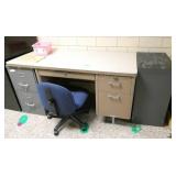 by Rm 110 -steel desk, 2 file cabinets and chair