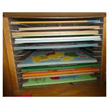 Rm 101A - solid wood storage cabinet 18d 50h with contents and 2nd empty cabinet