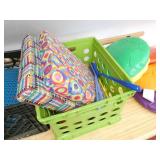 Rm 105 - crates of cushions, clipboards, wobble discs