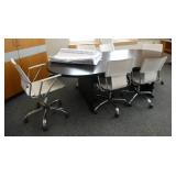 Office - Conference table with 6 leather chairs on wheels