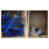 Rm 102 - Shelf of ethernet and usb cords, mice and bar code scanners