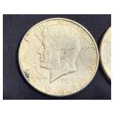 2 1964 Kennedy Half Dollars