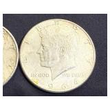 2 1964 Kennedy Half Dollars