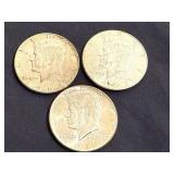3 1964 Kennedy Half Dollars