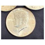 3 1964 Kennedy Half Dollars