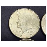 4 1968 Kennedy Half Dollars