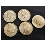 5 Kennedy Half Dollars 3 - 1966 & 2 - 1967