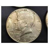 5 Kennedy Half Dollars 3 - 1966 & 2 - 1967