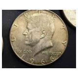 5 Kennedy Half Dollars 3 - 1966 & 2 - 1967