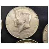 5 Kennedy Half Dollars 3 - 1966 & 2 - 1967