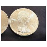 2 - 1967 Canadian Centennial Silver Dollar - 80% Silver