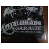 Knuckleheads garage metal sign...