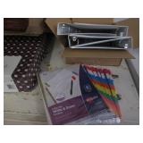 Assorted filing supplies and binder...