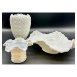 Vintage Fenton Daisy & Button Milk Glass Vases - QTY 3
