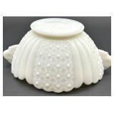 Vintage Fenton Daisy & Button Milk Glass Candelabra Pair with Bowl, Vase and Shoe