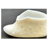 Vintage Fenton Daisy & Button Milk Glass Candelabra Pair with Bowl, Vase and Shoe