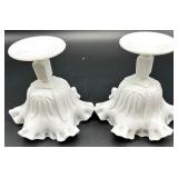 Vintage Fenton Cactus Pattern Milk Glass Vases and Compotes