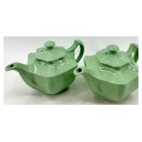 Hall Connie Pattern Teapots - Vintage Mint Green Ceramic Pair