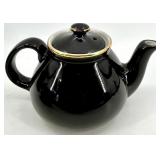 Vintage Hall Pottery- Black Glaze Teapots, Creamer and 3 bowls