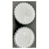 Vintage Fenton Banana Boat Bowl and Candlesticks - Silver Crest with Ruffle Edge