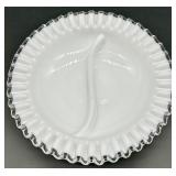 Vintage Fenton Silver Crest Glass Divided Dishes - Ruffled Edge