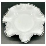 Vintage Silver Crest Fenton Glass Ruffled Edge Bon Bon Dish, Rose Bowl and Bowl
