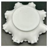 Vintage Silver Crest Fenton Glass Ruffled Edge Bon Bon Dish, Rose Bowl and Bowl