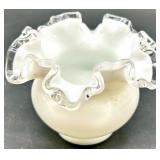 Vintage Silver Crest Fenton Glass Ruffled Edge Bon Bon Dish, Rose Bowl and Bowl
