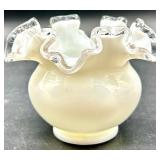 Vintage Silver Crest Fenton Glass Ruffled Edge Bon Bon Dish, Rose Bowl and Bowl