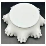 Fenton Milk Glass Silver Crest Bowl & Candlesticks Set