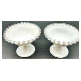 Vintage Fenton Glass - Silver Crest Pattern Compotes