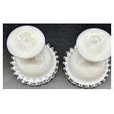 Vintage Fenton Glass - Silver Crest Pattern Compotes