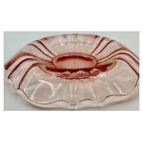 Vintage Pink Depression Glass Set - Large Bowl & Diamond Pattern Tray, Sugar Bowl
