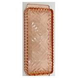 Vintage Pink Depression Glass Set - Large Bowl & Diamond Pattern Tray, Sugar Bowl