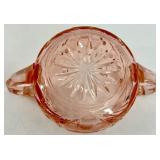 Vintage Pink Depression Glass Set - Large Bowl & Diamond Pattern Tray, Sugar Bowl